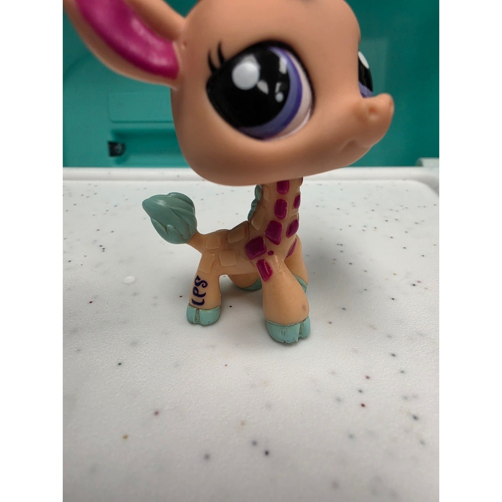 LPS Littlest Pet Shop Giraffe #2303 Teal and Pink Collectable Figure Pet - Picture 3 of 15